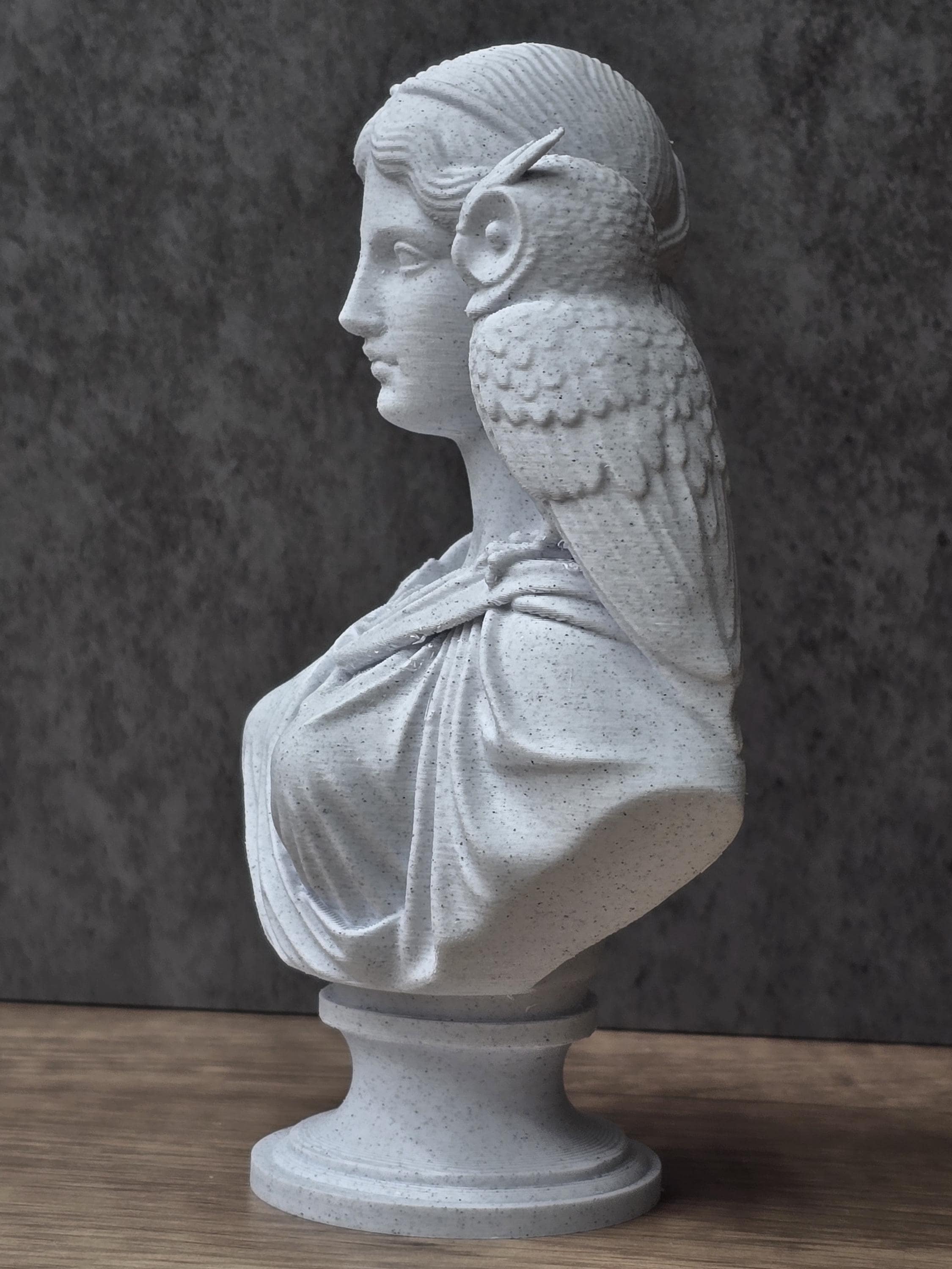 Athena Bust With Owl, Greek Goddess Statue 3D Printed, Owl Figurine Wisdom Gift, Athena Sculpture, Ancient Greek Decor