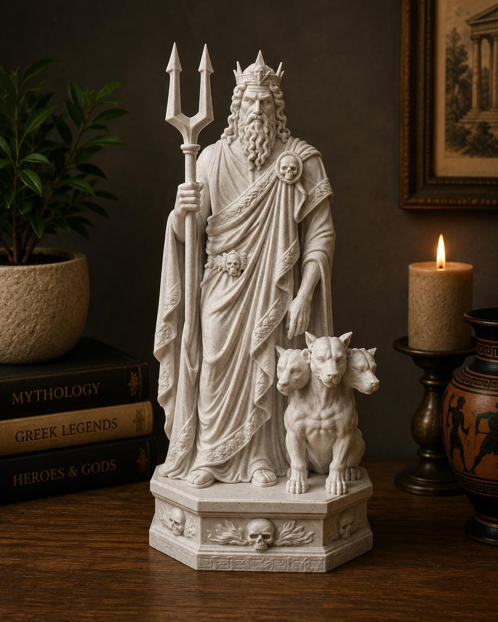 Hades Statue, Greek God of the Underworld Sculpture, Mythology Decor Gift